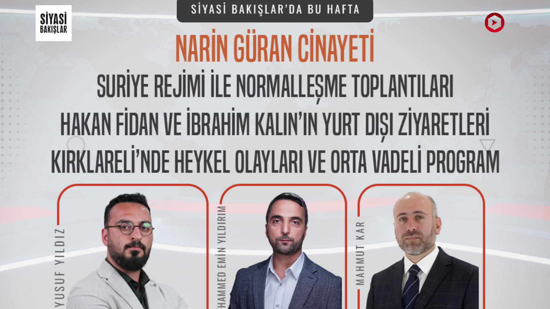 #Narin Güran Cinayeti | Hakan Fidan ve İbrahim Kalın’ın Yurt Dışı Ziyaretleri | Suriye Rejimi ile Normalleşme Toplantıları | Kırklareli’nde Heykel Olayları | Orta Vadeli Program